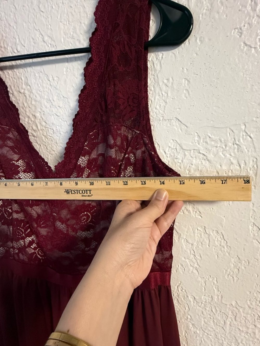 MIUSOL Burgundy Lace Maxi Dress Size XLFormal Evening Gown with Train Minor Flaw - Picture 7 of 11